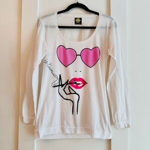 Gold Saturn White Long Sleeve Graphic tee